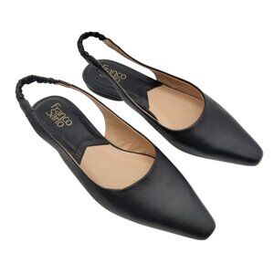Franco Sarto Briella Pointed Toe Black Leather Slingback Flats Size 8